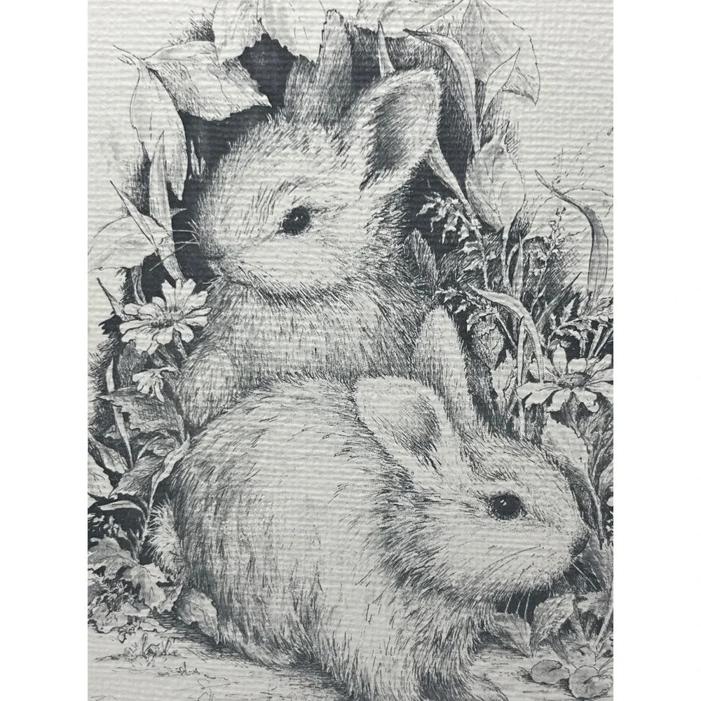 Vtg stationery set pencil drawings Bunnies Nature by artist‎ Jolene Brown 1976